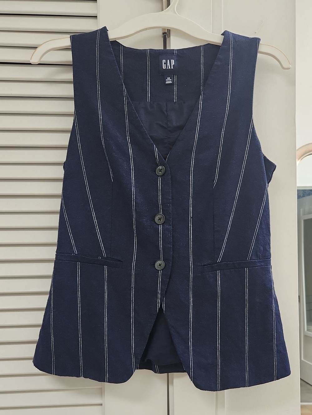 GAP Women's Navy Pinstripe Vest